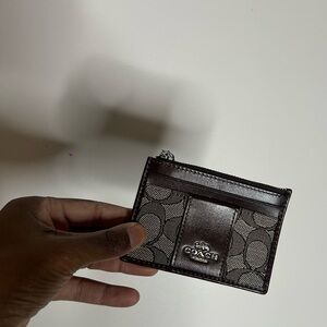 Coach Mini Skinny Id Case In Signature Jacquard